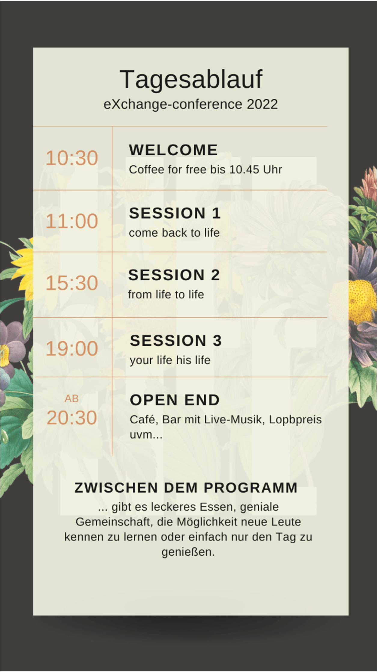 eXchange 2022 Tagesablauf