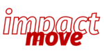 Das Wort „impact“ ist in rot umrandeten Buchstaben dargestellt, wobei „move“ in fetter, durchgezogener roter Schrift über dem letzten Teil von „impact“ steht.
