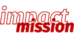 Die Begriffe „Impact“ und „Mission“ überlappen sich, wobei „Impact“ in normaler Schrift und „Mission“ in fetter roter Schrift dargestellt ist.